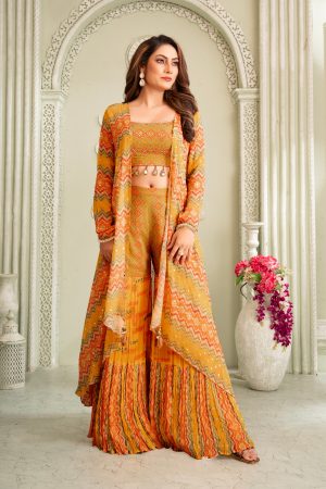 Indo western sharara with cape/jacket