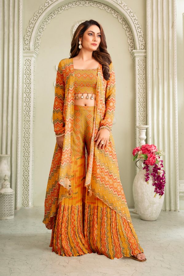 Indo western sharara with cape/jacket