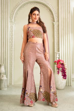 Sequence gold crop top sharara